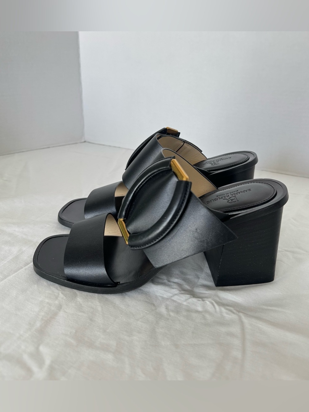 Banana Republic Black Ravello mid heel sandals Size 7.5